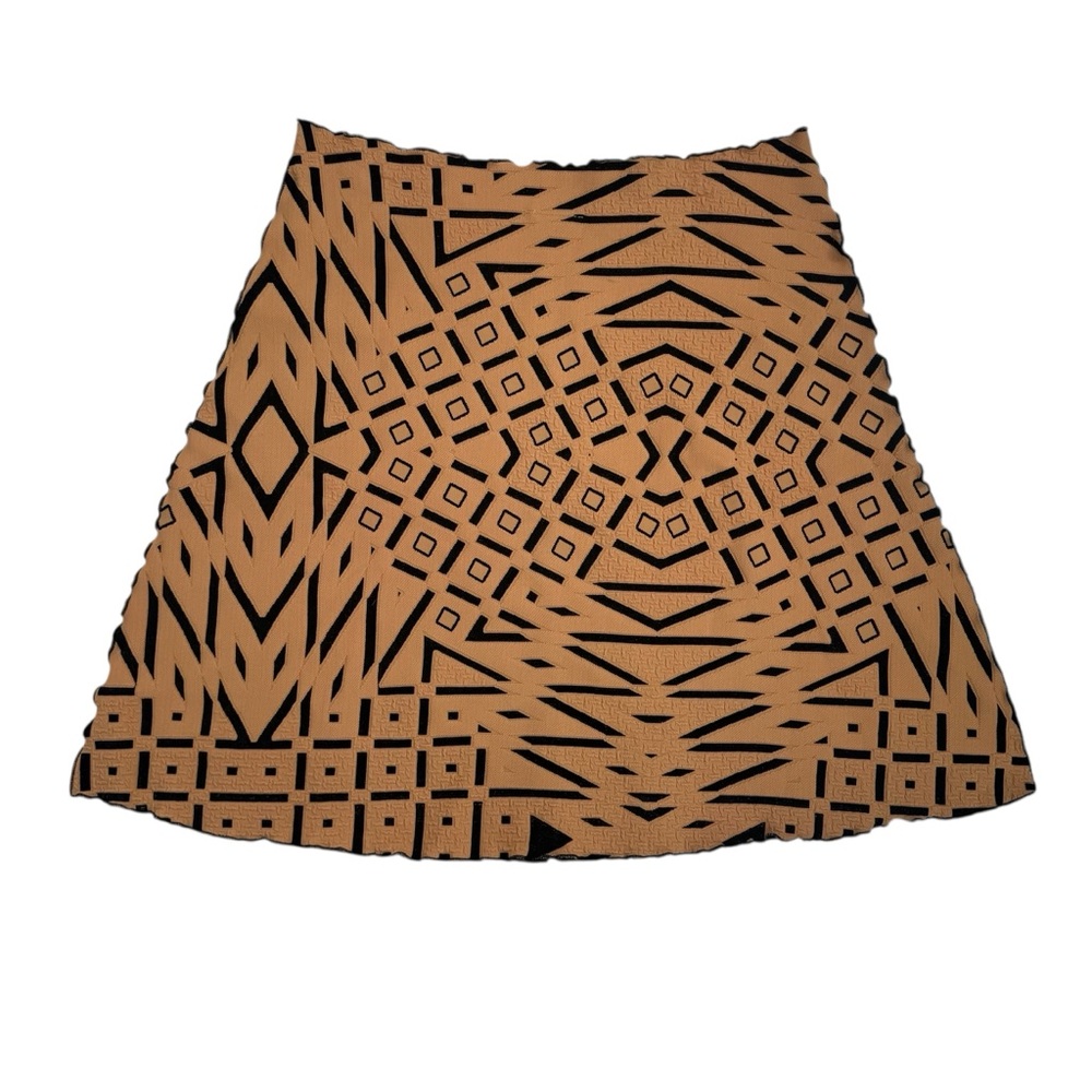 Haystacks Michigan Brown Black Textured Geometric Aztec A-Line Skirt Size Large